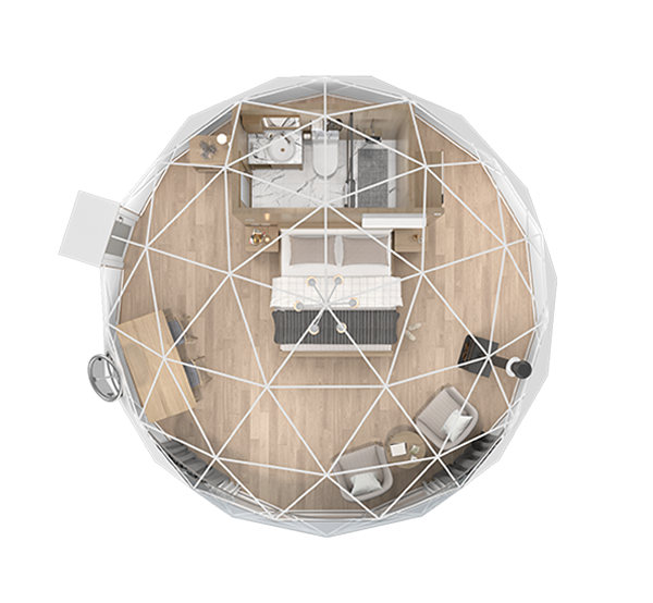 glamping dome pods XK7 layout